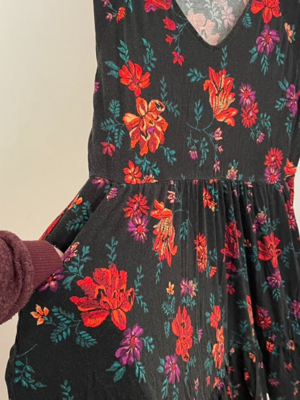 TORRID 2 Plus Size Mini Super Soft Skater Dress Black Red Teal Floral 3/4 Sleeve - Picture 10 of 16